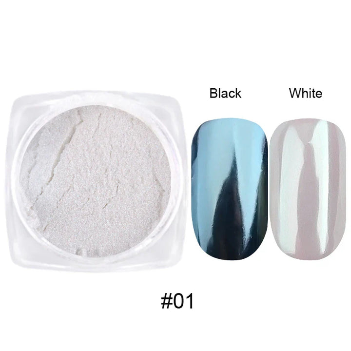 Rynx | 1jar Plating Aurora Chrome Nail Powder High Gloss Moonlight Mirror Fine Glitter Pigment Aurora Pearl Rub Dust Chrome Nails