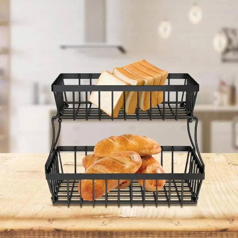 Lisslune | Two-Tier Iron Fruit and Vegetable Organizer for Kitchen Efficiency