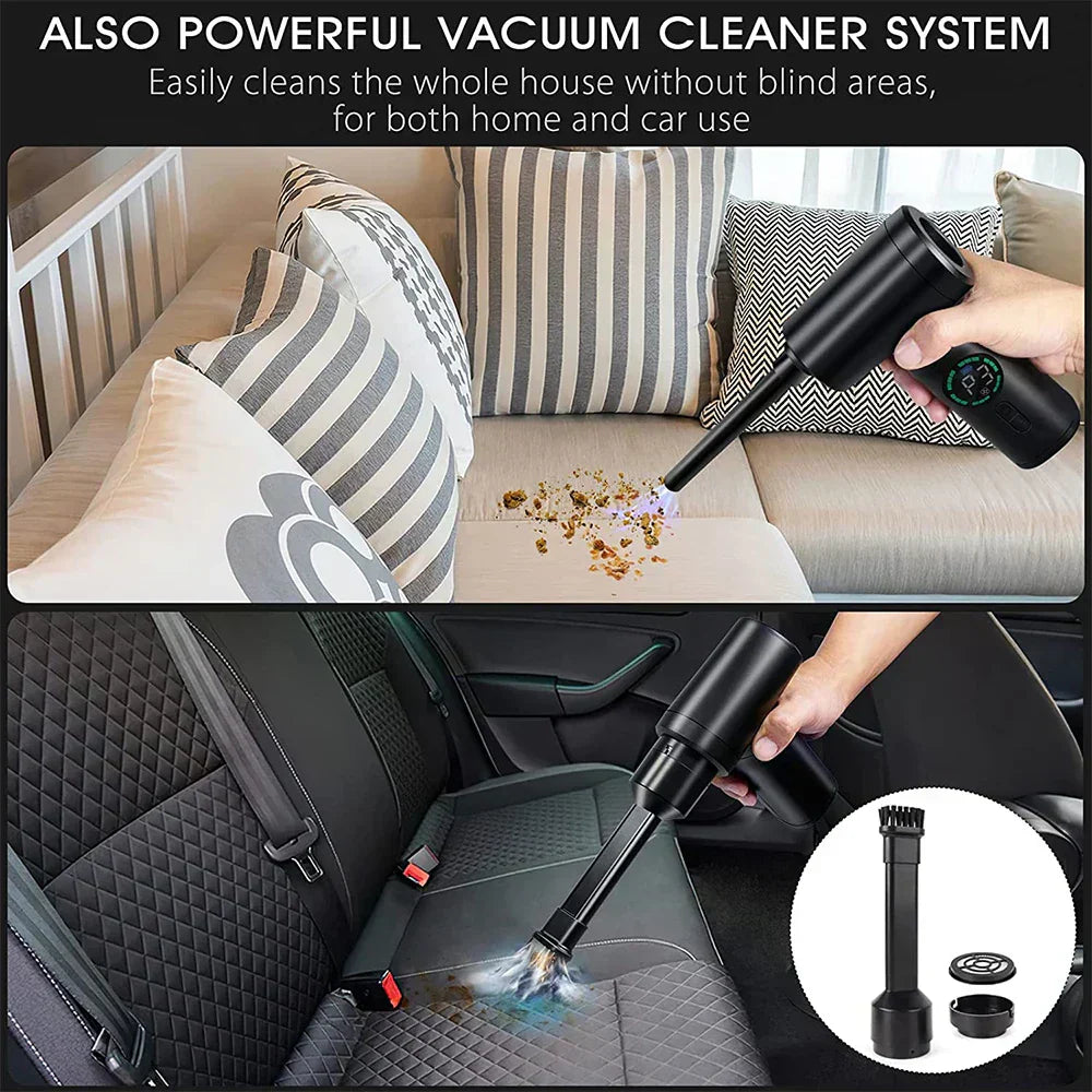 Lisslune | 2-in-1 Portable Vacuum Cleaner & Blower | 7500mAh Battery, LED Light & Versatile for Home, Car & Office Cleaning