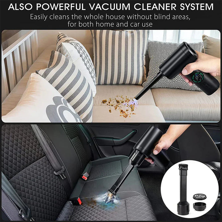 Lisslune | 2-in-1 Portable Vacuum Cleaner and Blower with Compressed Air and LED Light (7500mAh)