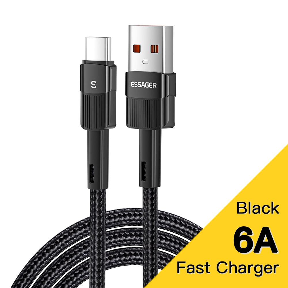 Lisslune | Essager 6A USB-C charging cable - Fast data transfer & fast power supply for Huawei P40 Pro, Samsung S21 Ultra, Poco - 66W fast charger