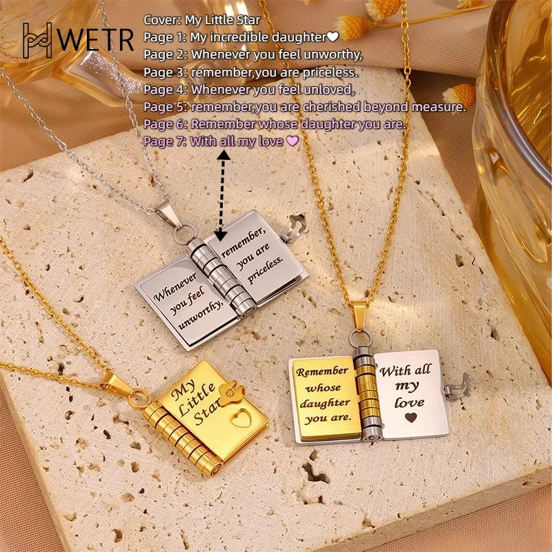 Lisslune | Memory Book Hanger Necklace – Symbolic Jewelry with Loving Message