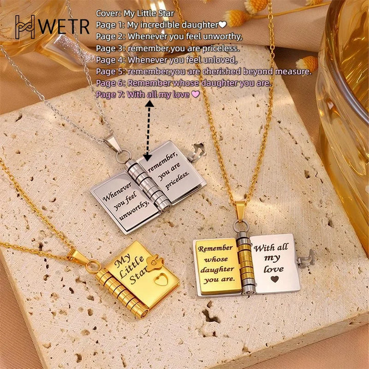Lisslune | Memory Book Hanger Necklace – Symbolic Jewelry with Loving Message
