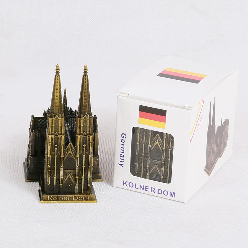Lisslune | Cologne Cathedral Model Metal Antique Bronze Germany Cologne Cathedral Building Figurine World Famous Landmark Architecture Decoration