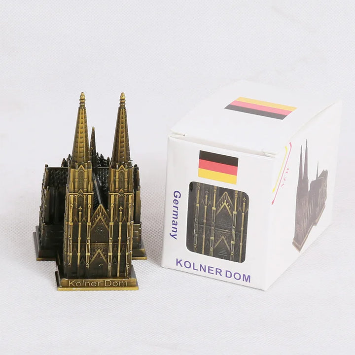 Lisslune | Cologne Cathedral Model Metal Antique Bronze Germany Cologne Cathedral Building Figurine World Famous Landmark Architecture Decoration