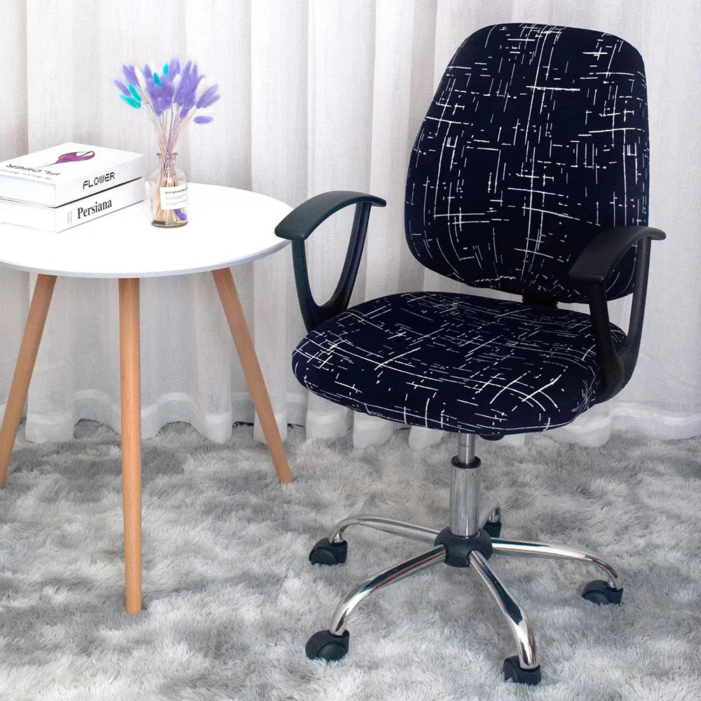 Lisslune | 2-piece Split Office Rose Chair Covers