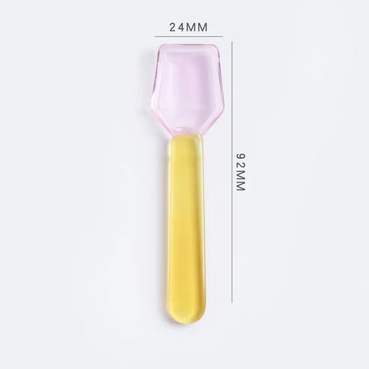 Rynx | Colored glass spoon dessert ice salad spoon with handle coffee soup stirring spoon high borosilicate heat and cold resistance