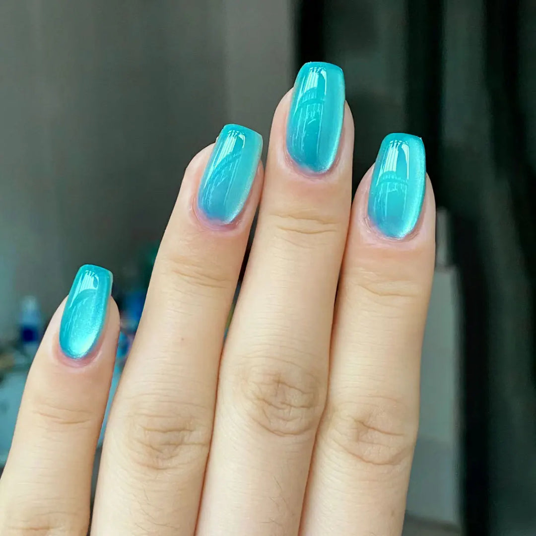 Rynx | Gray Sparkling Cat Eye Sweet Bow Nail Art Solid Color False Nails Removable Ready False Nails Press-on Nails with Glue