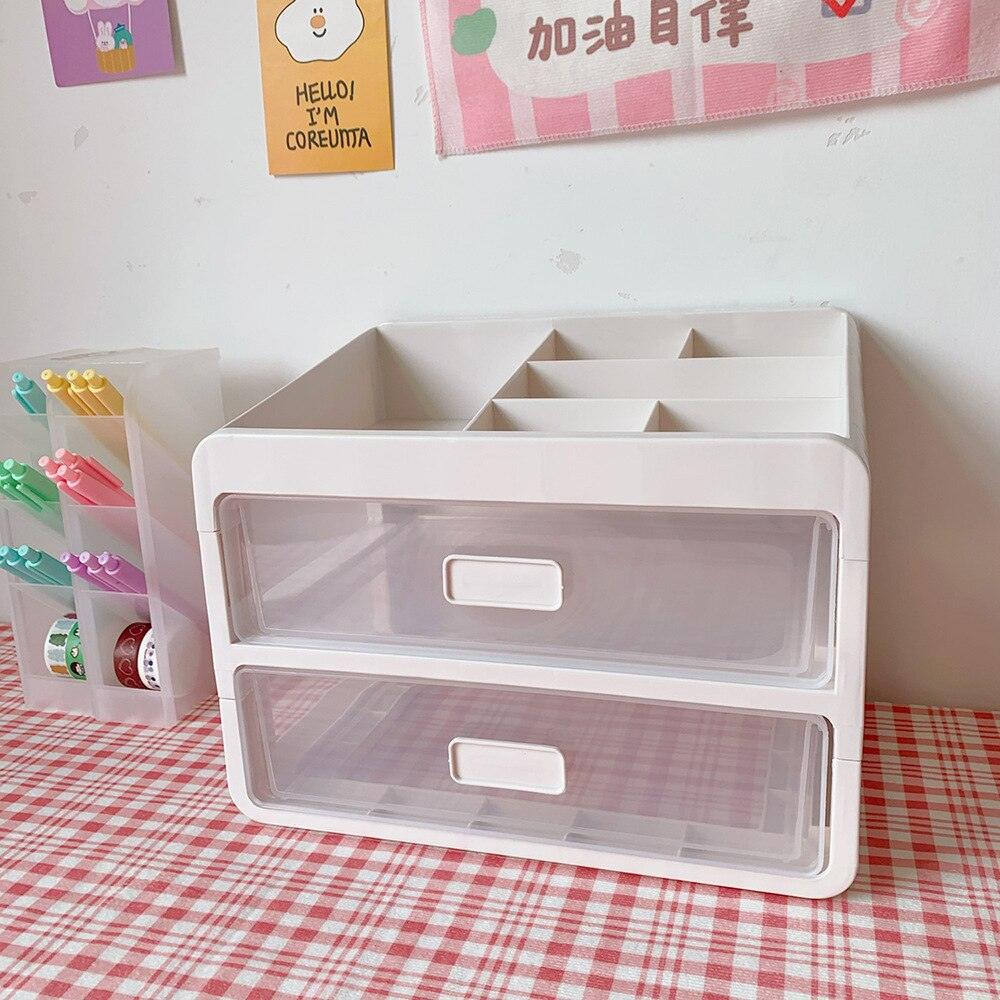 Lisslune | Versatile stackable desk organizer with drawer and brush holder for a tidy workspace