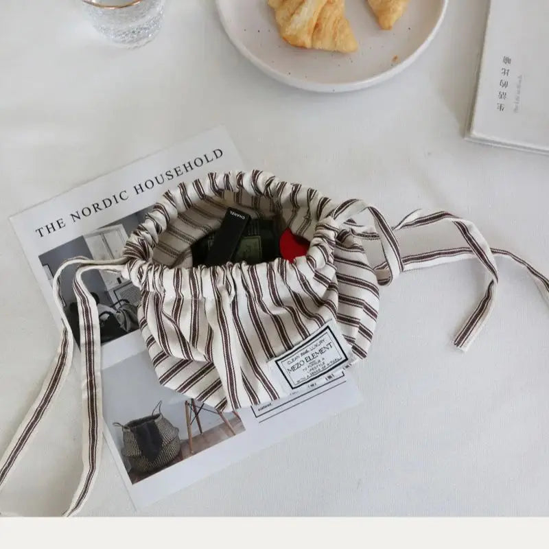 Rynx | Striped cotton fabric box with streamers woven bag storage napkin bag bedroom kitchen desktop