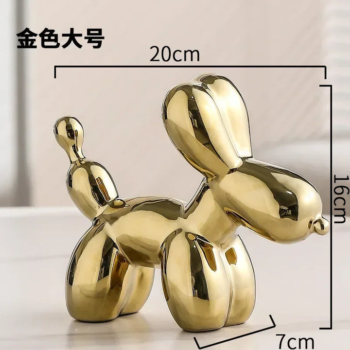 Lisslune | Nordic Ceramic Balloon Dog Sculpture Gold Animal Decorations Statue Living Room Ornaments Creative Desktop Ornament Home Decor