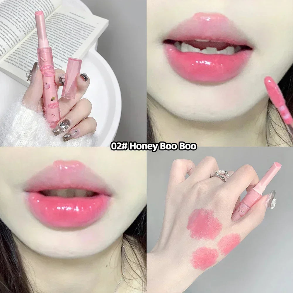 Rynx | 3PCS Heart-shaped Jelly Lipstick Pen Mirror Water Glitter Lip Lacquer Waterproof Moisturizing Lipstick Transparent Korean Makeup