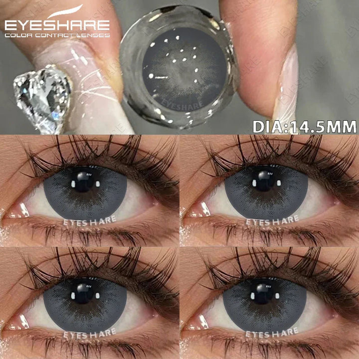 Rynx | 1 Pair colored contact lenses for eyes Black lenses Cosmetic large eye lenses Gray pupil lenses Yearly Natural eye contacts