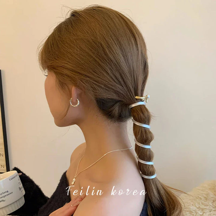 Rynx | Japanese Fashion Style Spiral Hairband Metal Tpu Hair Bands for Girls and Women Hair Accessories
