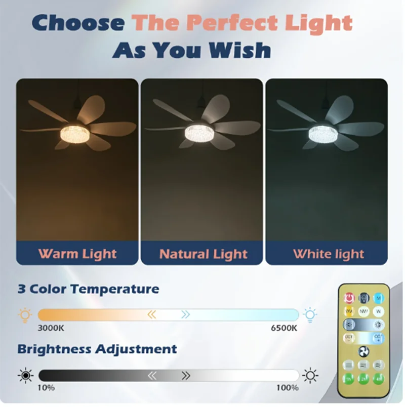 Lisslune | Elegant Flower Energy Saving RC Ceiling Fan Lamp