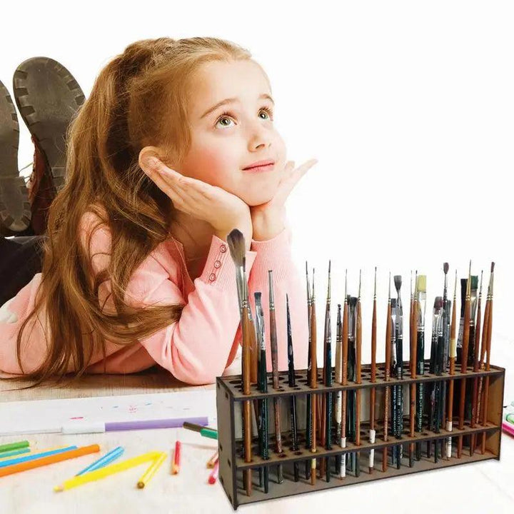 Lisslune | Sustainable Wood Workspace Organizer - Stylish Caddy for Brushes and Tools