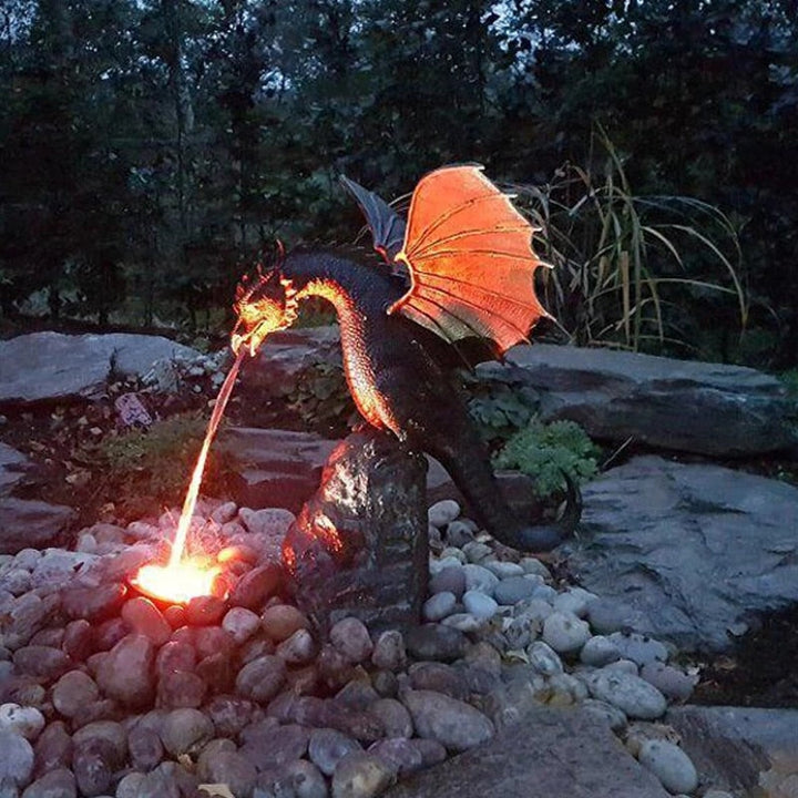 Lisslune | Majestic Fire-Breathing Dragon Fountain Sculpture