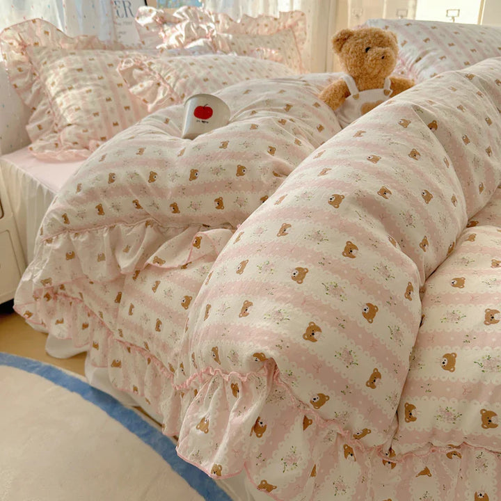 Rynx | Cute Print Bed Sheet Set Girls' Room Bedding Set Single/Double/Queen/King Size Bedding Set Soft Bedding sábanas para cama