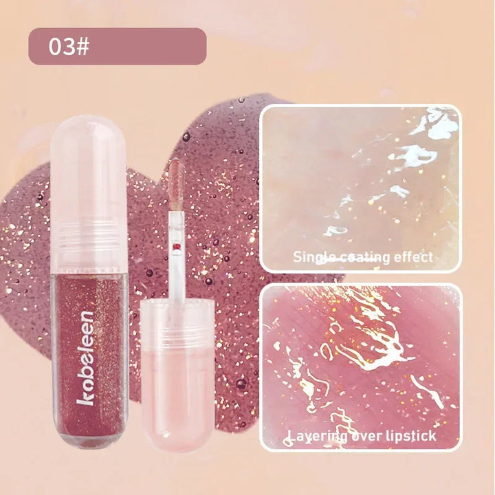 Rynx | 6 Colors Shiny Lip Balm Glitter Jelly Lip Gloss Day&Night Moisturizing High Pigmented Plumping Liquid Lip Lacquer Cosmetics