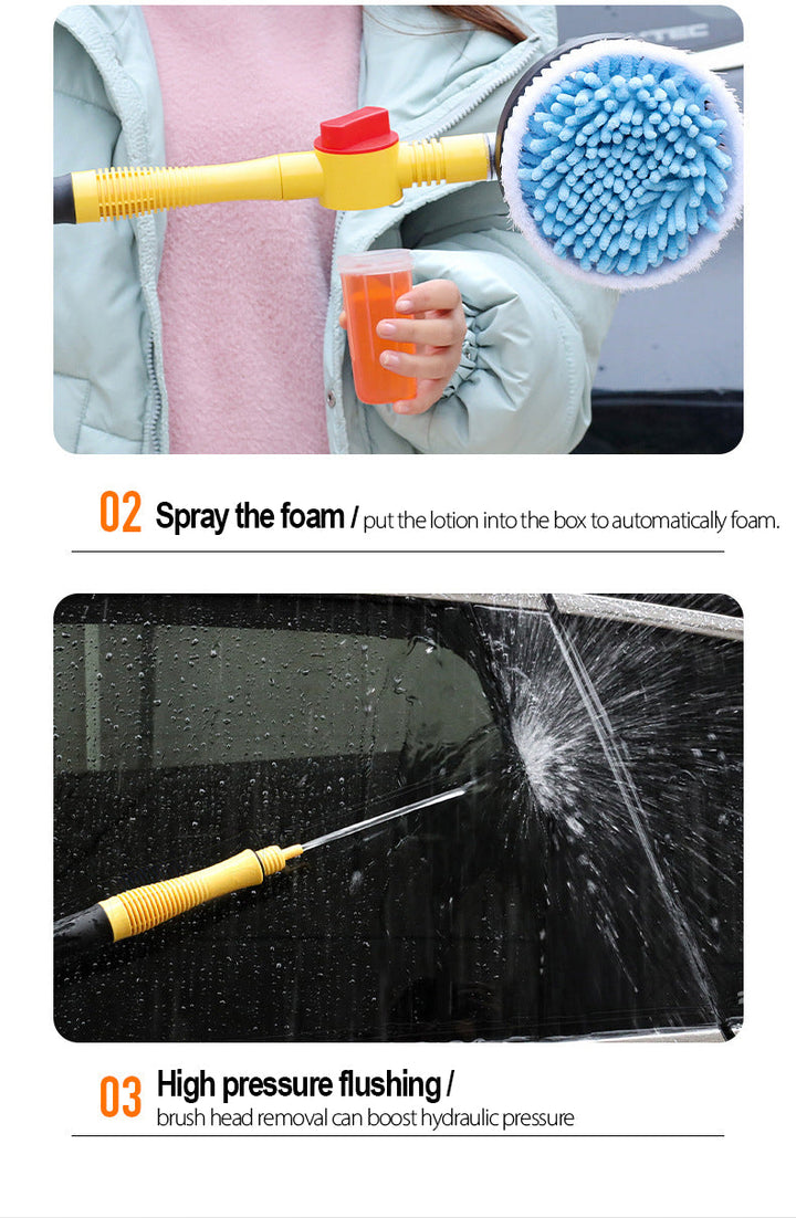 Lisslune | TurboBrush 360 Car Wash Brush – Rotating Brush with Soap Dispenser & Extension Pole