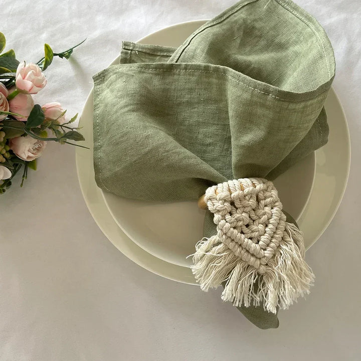 Rynx | 12PCS pure linen table napkins, 40x40cm sage green soft comfortable tea towel, square napkin for wedding dinner party decoration