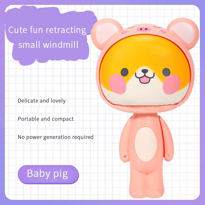 Lisslune | Cute Cartoon Hand Press Foldable Fan