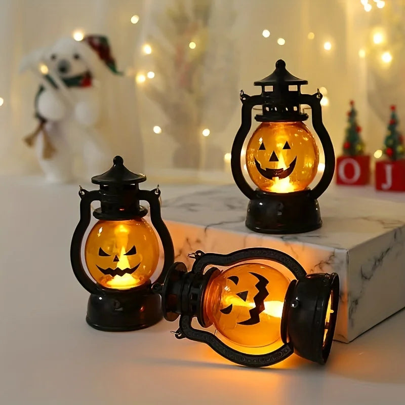 Rynx | Halloween hanging pumpkin lantern light LED ghost lamp candlelight retro small oil lamp Halloween party home decor horror props