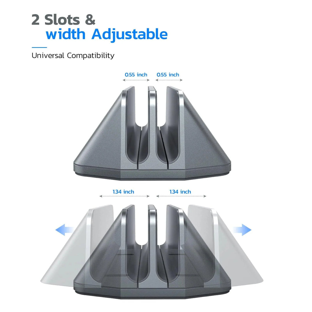 Lisslune | Adjustable Aluminum Vertical Laptop Stand for Improved Workspace Organization - Compatible with Devices up to 17.3"