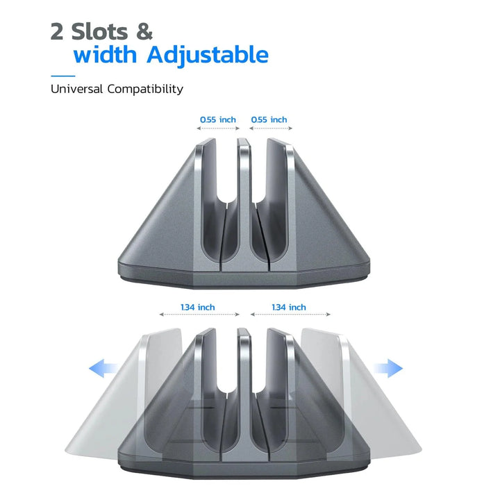 Lisslune | Adjustable Aluminum Vertical Laptop Stand for Improved Workspace Organization - Compatible with Devices up to 17.3"