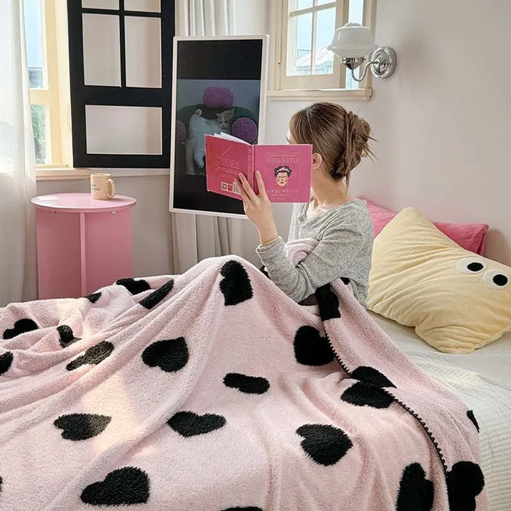 Rynx | Ins Style Blanket Wool Ball Style Cloud Soft Jacquard Reversible Blanket Soft and Warm Suitable for All Seasons