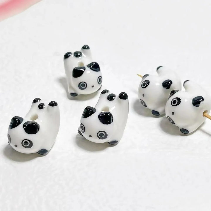 Lisslune | Charming anime-inspired lucky cat ceramic beads for creative jewelry projects - 15x21mm porcelain essentials with vertical hole