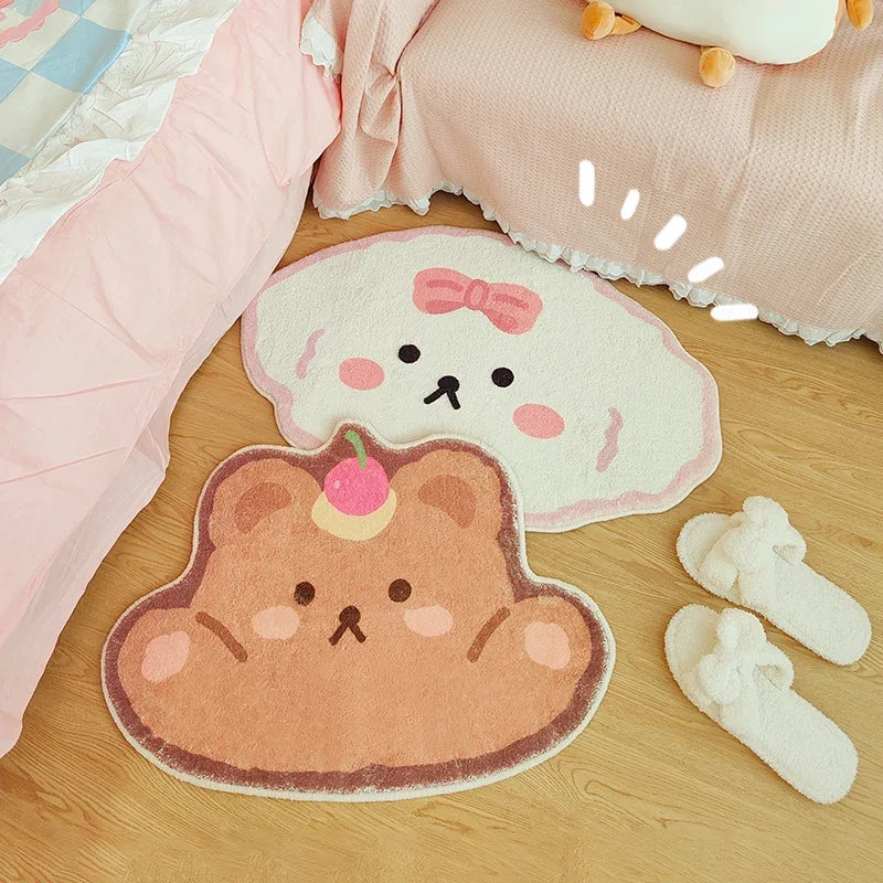 Rynx | Cute Plush Bedroom Rug IG Fashion Girls Elegant Living Room Rugs Modern Cartoon Minimalist Sweet Rug Doormat Kawaii IG Home Decor