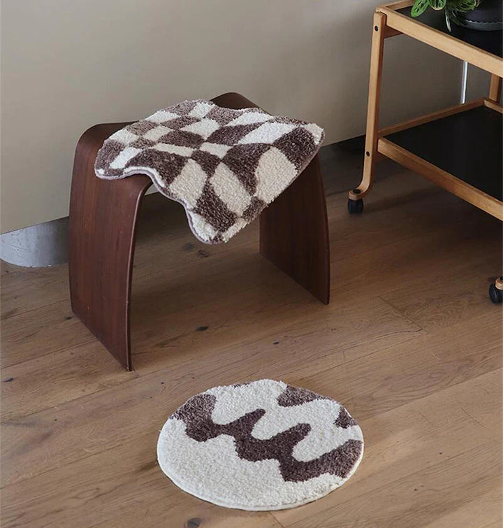 Rynx | Retro Geometry Padded Seat Cushion Soft Loop Fleece Breathable Round Square Chair Cushion Office Use Sitting Anti-Slip Mats