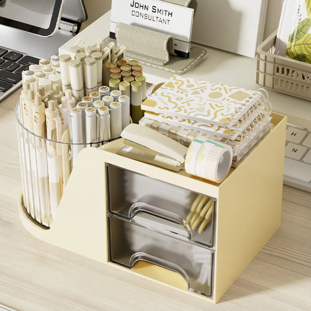 Rynx | Rotatable Organizer Boxes Removable Storage Organizer Makeup Brushes Lipstick Drawer Style Desk Makeup Storage Organizer