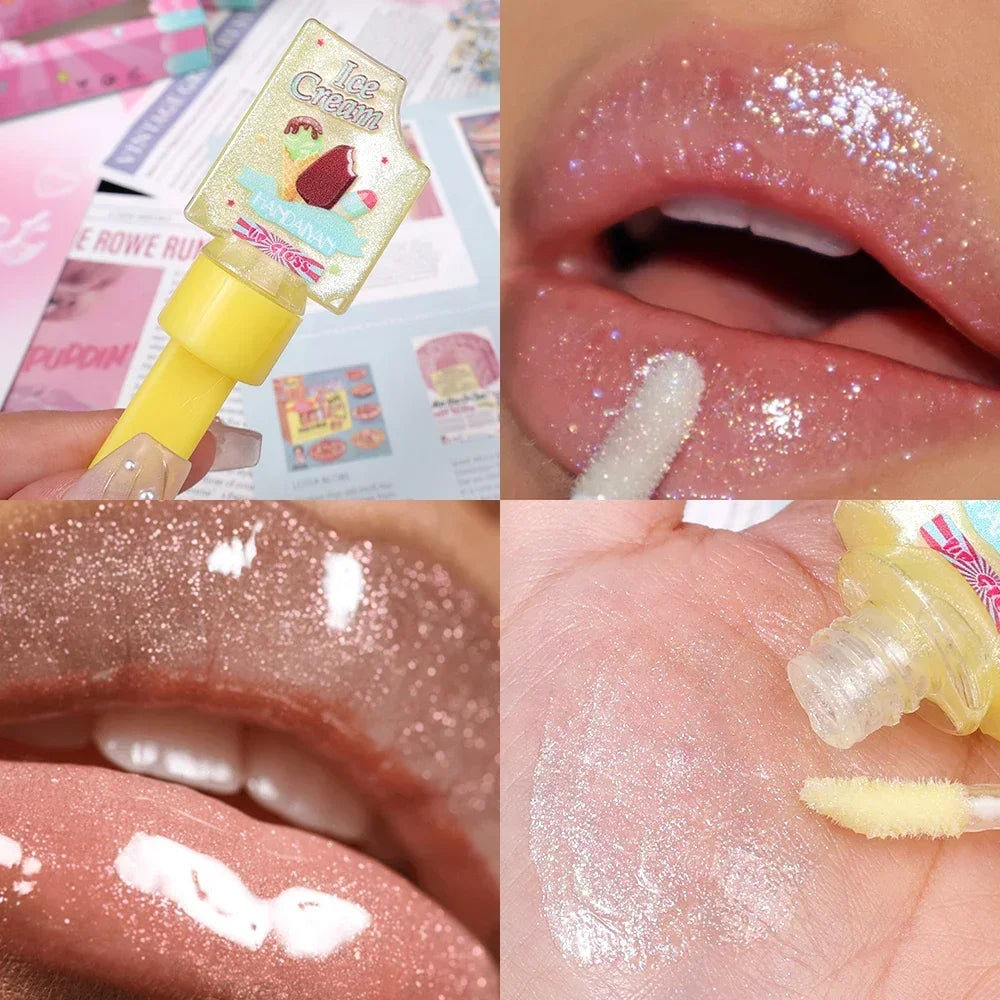 Rynx | Diamond Shiny Lip Gloss Waterproof Glitter Liquid Lipstick Long-lasting Shimmer Pearl Lip Lacquer Women Sexy Lip Tint Makeup