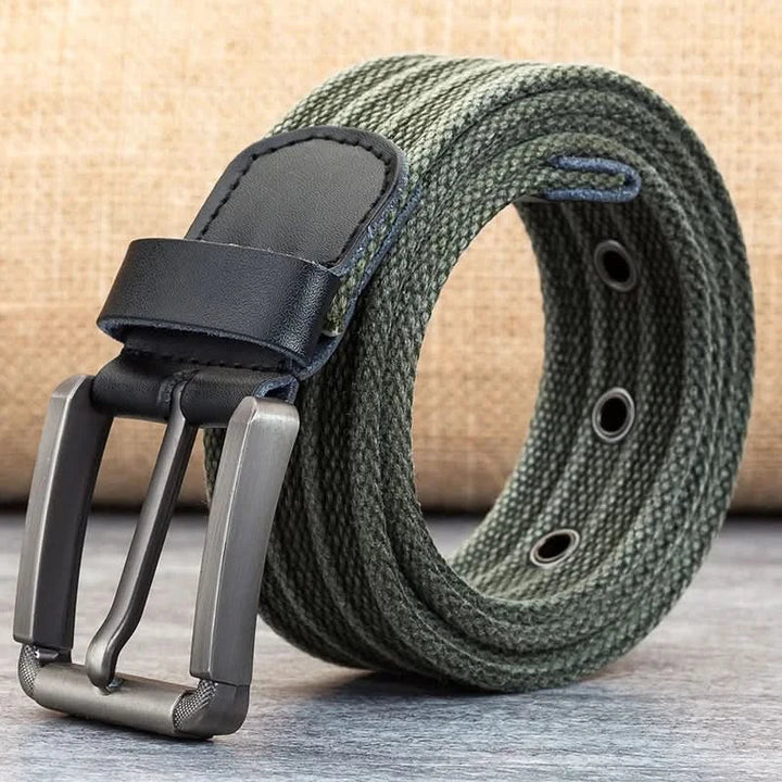 Lisslune | Men’s Canvas Belt – Adjustable Casual Striped Waistband