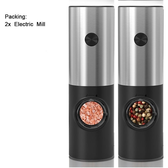 Lisslune | Electric automatic pepper and salt mill with LED light and adjustable grind - Perfect for the kitchen or the restaurant