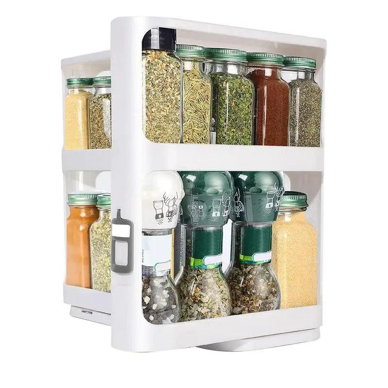 Lisslune | Pull & Rotate Dual-Layer Spice Organizer - 28x13x27CM Kitchen storage solution