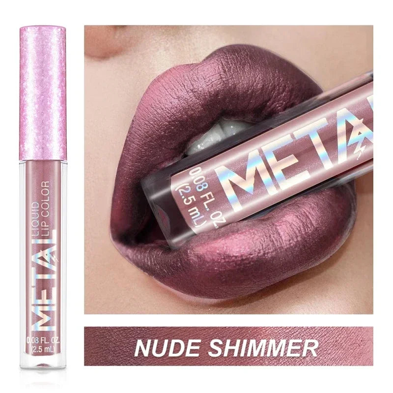 Rynx | Mattes Metall Flüssiglippenstift 12 Farbe Wasserfest Nude Matt Metallisch Lippen Gloss Langanhaltend Nicht Verblasst Lippen Tönung Make-up Kosmetik