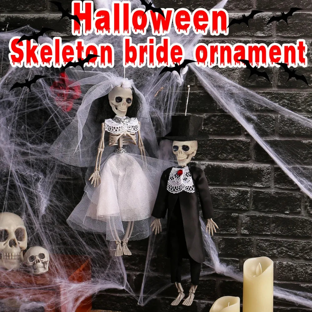Rynx | Halloween Skeleton Bride Couple Hanging Decoration Figure Bar Home Party Indoor Wedding Statue Ornament Props Gifts Doll