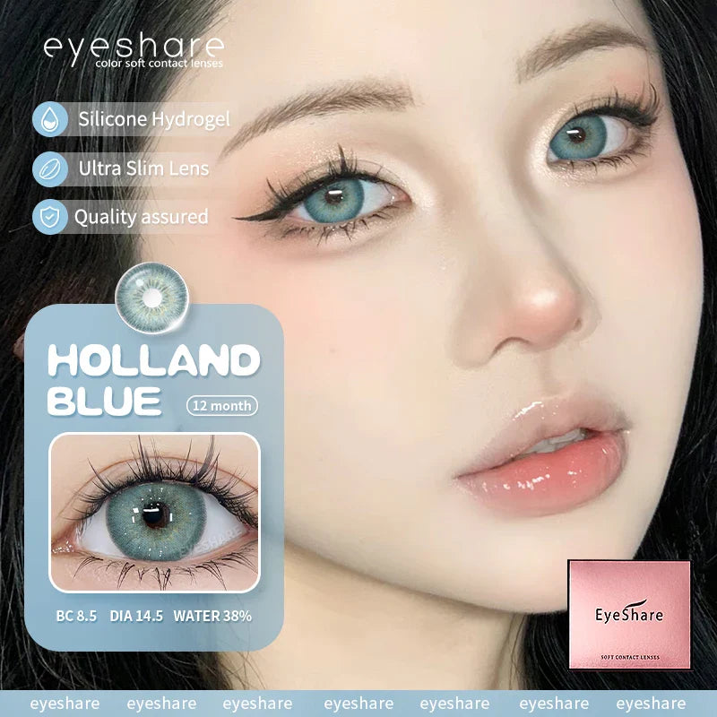Rynx | Colorful Contact Lenses for Eyes 1 Pair Stylish Blue Eye Lenses Brown Lenses Gray Pupils Annual Cosmetic Green Lenses