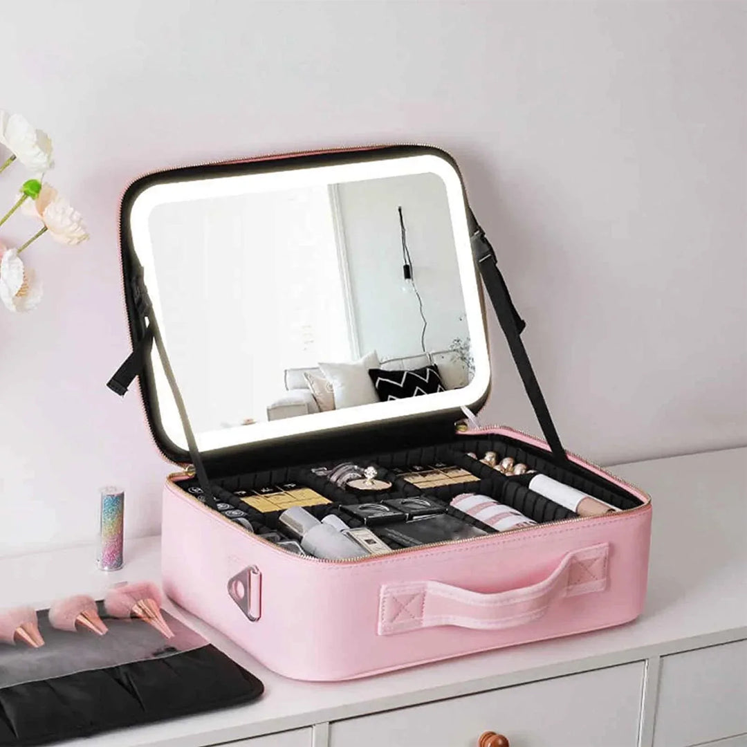 Lisslune | Travel Cosmetic Case LED Mirror Makeup Bag
