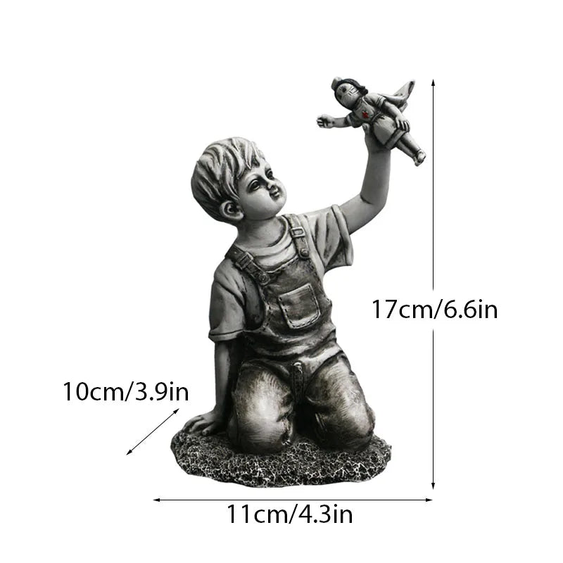 Lisslune | Dropshipping Banksy Sculpture Collection Flower Thrower Statue Pop Art Modern Balloon Girl Figurine Office Home Decoration