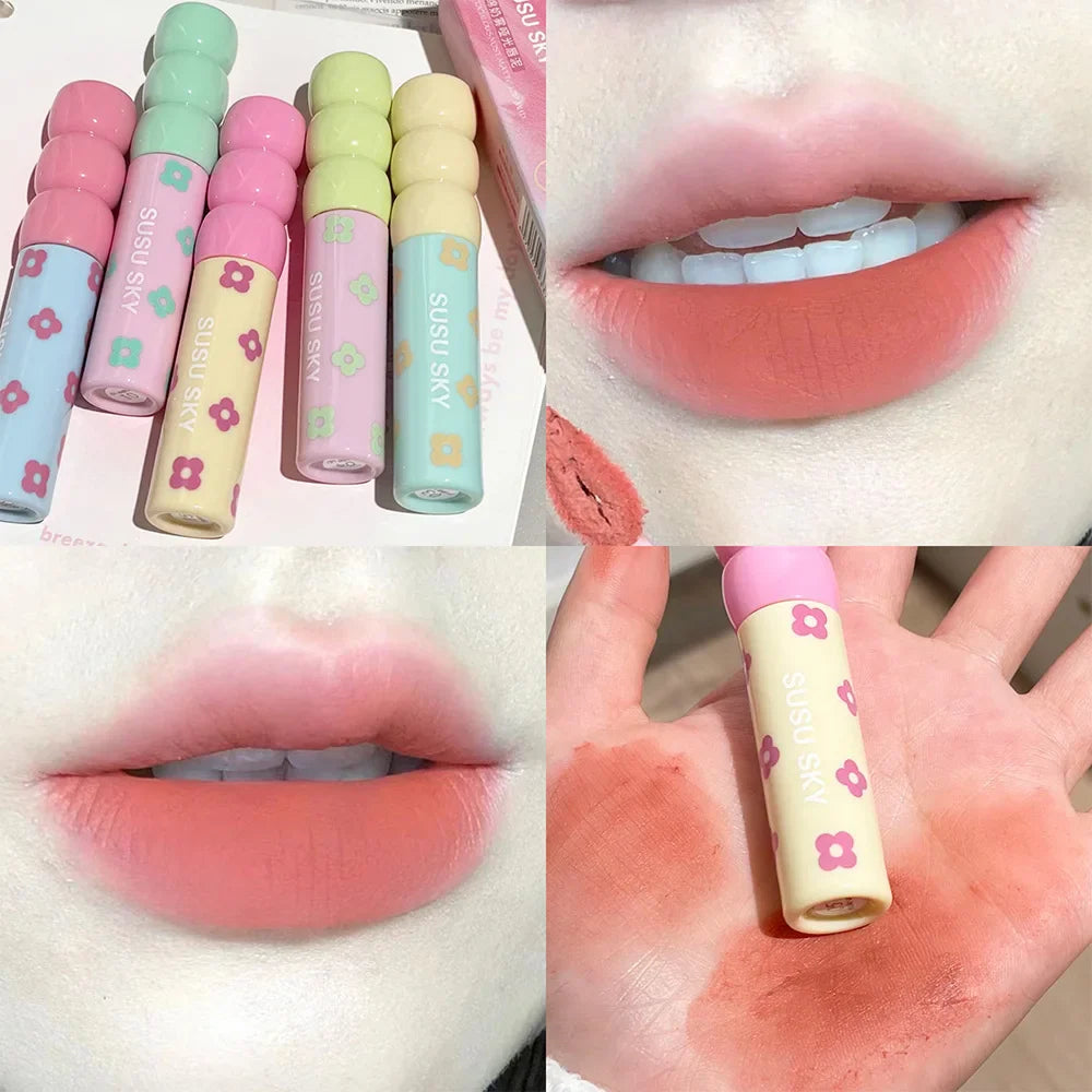 Rynx |1/5St Candied Fruits Lip Mud Milk Mist Velvet Matte Lip Gloss Long-lasting Not Easily Sticking To The Cup LipGlaze Almond Brown Pink