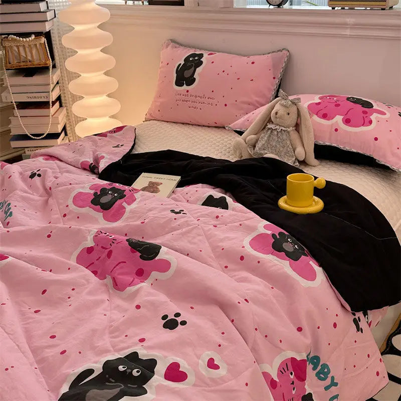 Rynx Floral Print Quilt Soft Skin-Friendly Breathable Summer Blanket with Ultrasonic Embossing Summer Machine Washable Bedspread