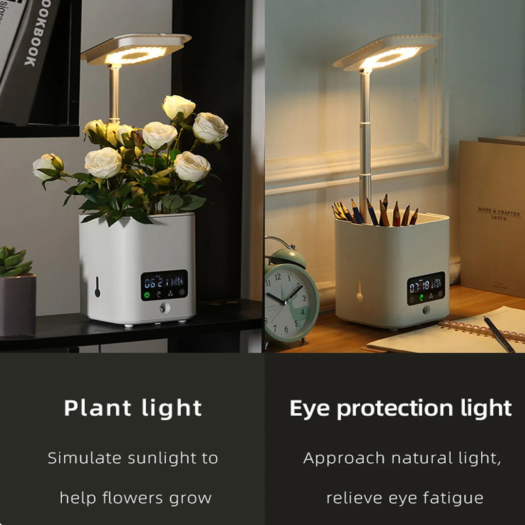 Lisslune | Multifunctional smart hydroponic plant pot with calendar, diffuser and desk lamp