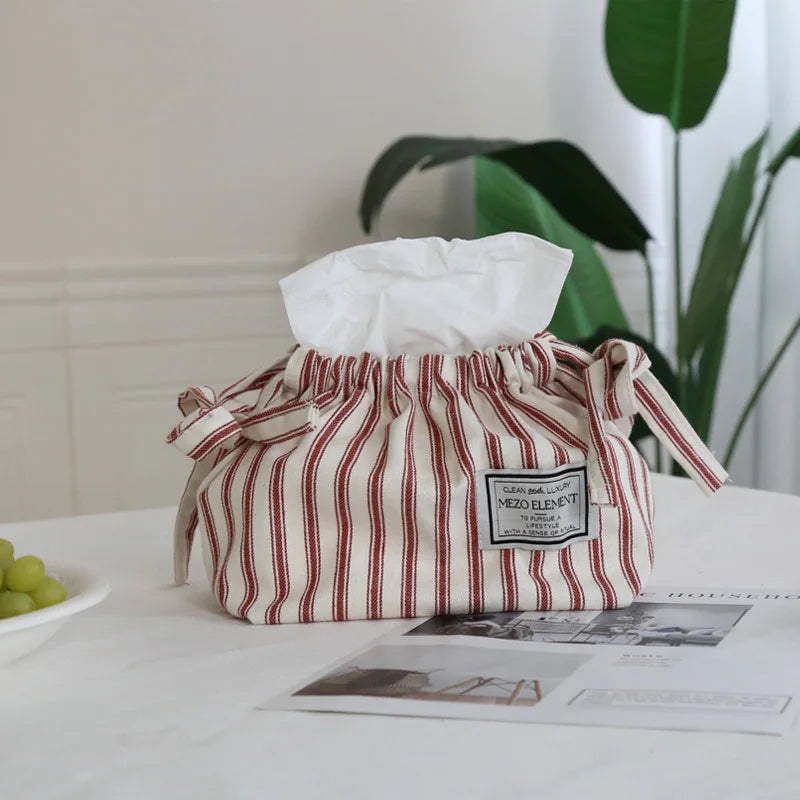 Rynx | Striped cotton fabric box with streamers woven bag storage napkin bag bedroom kitchen desktop