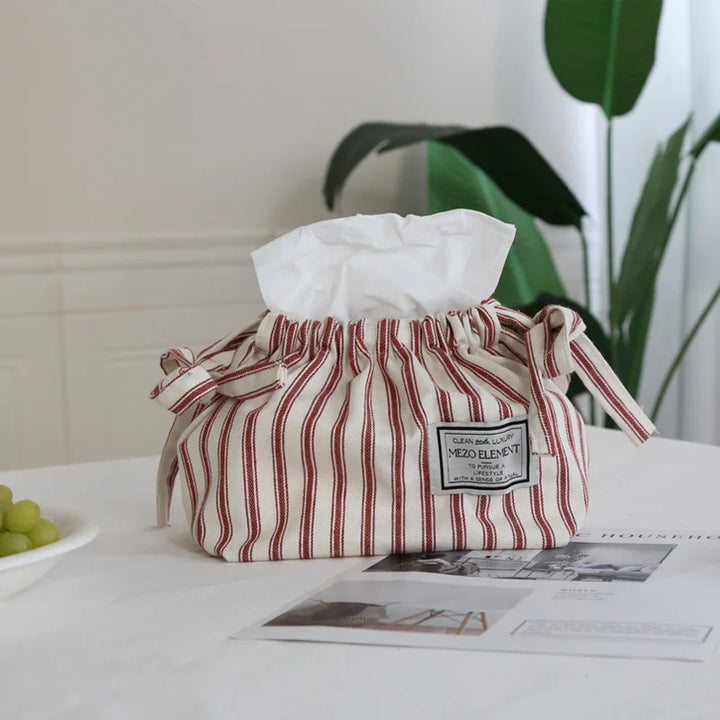Rynx | Striped cotton fabric box with streamers woven bag storage napkin bag bedroom kitchen desktop