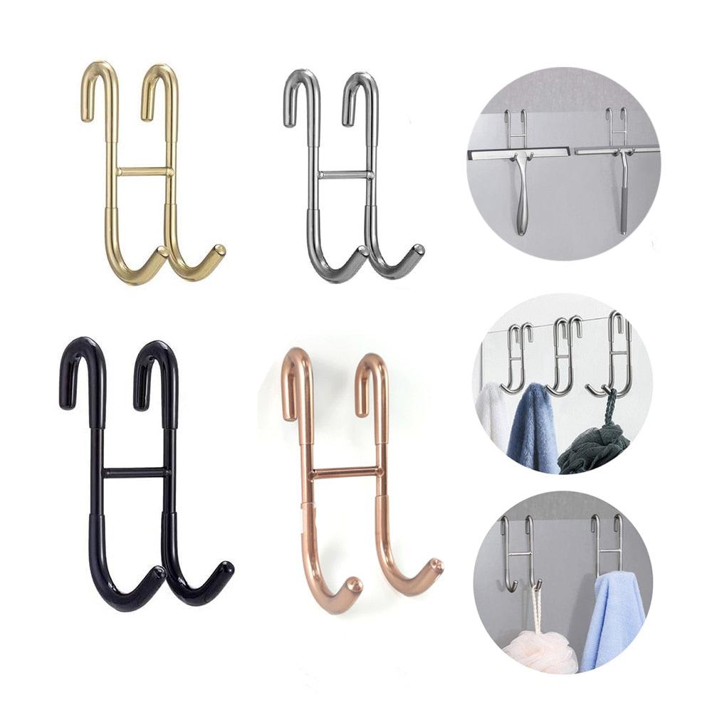 Lisslune | Stylish shower glass door hooks made of stainless steel with soft silicone grips - Pack of 2