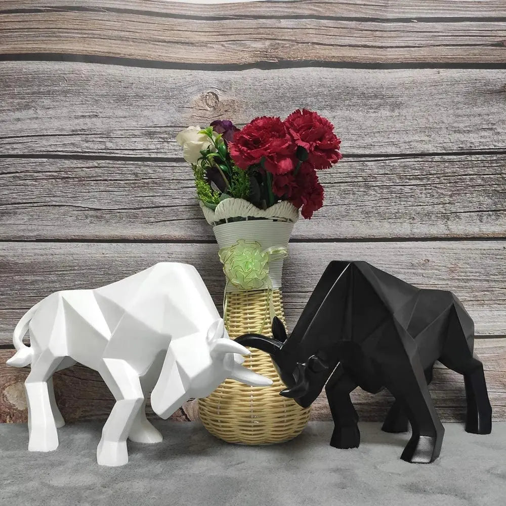 Lisslune | YuryFvna Modern Geometric Bull Statue, Ornament, Café, Bull Sculptures, Animal Figures, Abstract Hotel Home Decoration